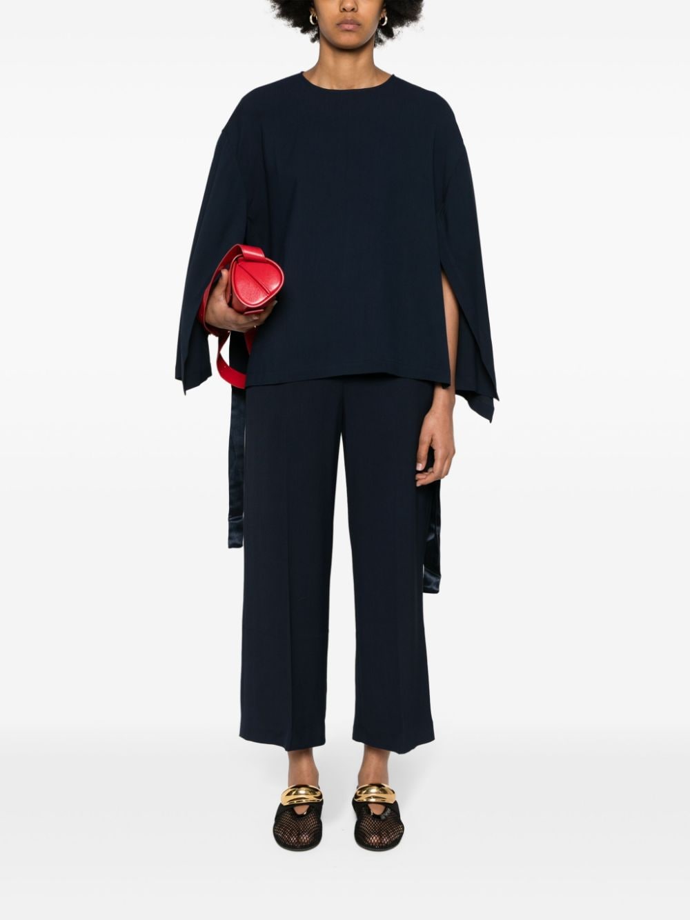 Erika Cavallini Semi-Couture Top Blue-Topwear-Erika Cavallini Semi-Couture-38-Urbanheer