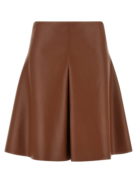 Nude Eco-leather Full Skirt