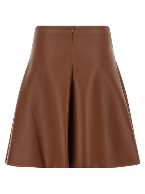 Nude Eco-leather Full Skirt