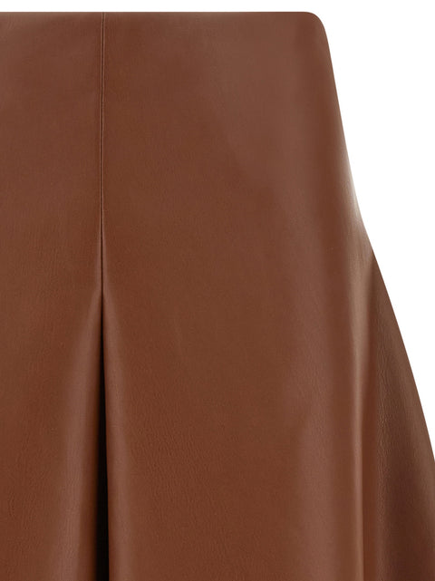 Nude Eco-leather Full Skirt