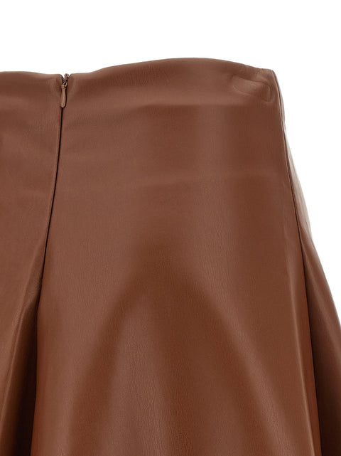 Nude Eco-leather Full Skirt