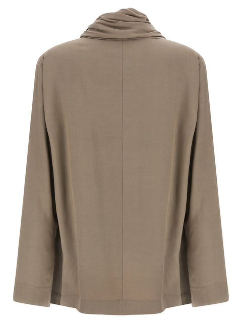 Nude Draped Panel Blouse