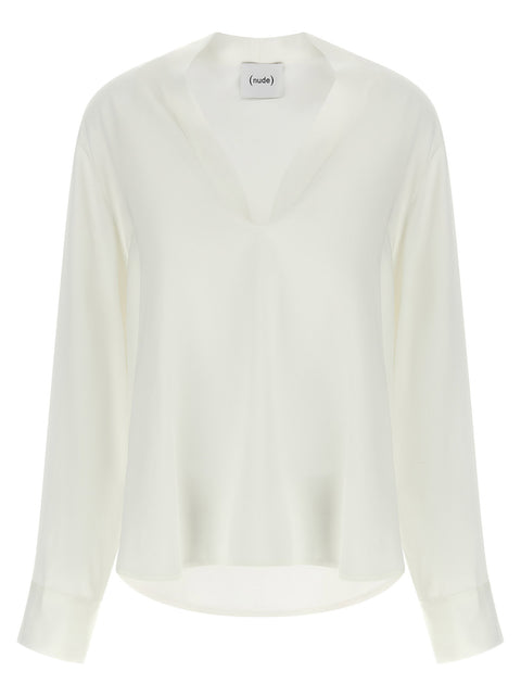 Nude V-neck Blouse