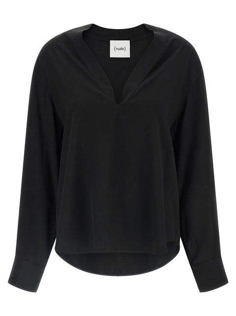 Nude V-neck Blouse