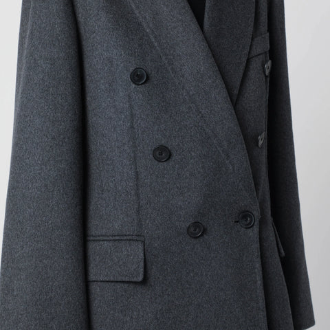 Victoria Beckham Double-breasted coat in grey mélange wool and cashmere