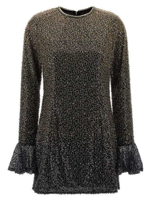 Rotate Birger Christensen Beaded Ls Mini Dress