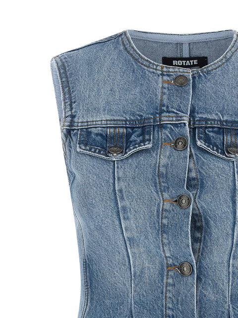 Rotate Birger Christensen Flared Denim Top