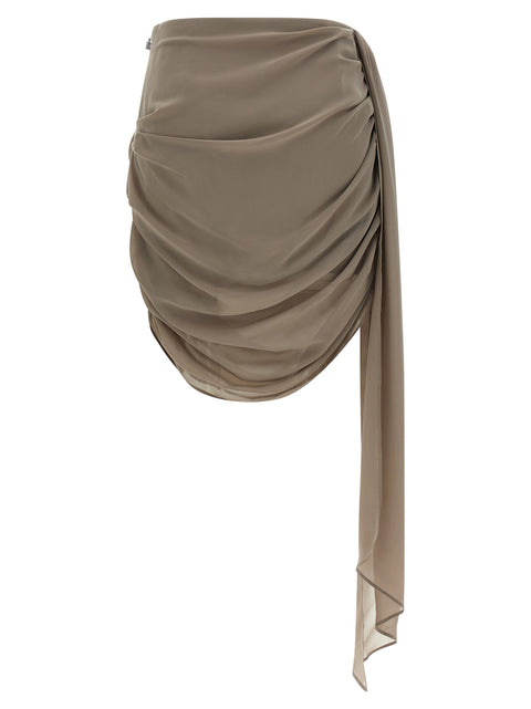 Rotate Birger Christensen Chiffon Draped Mini Skirt