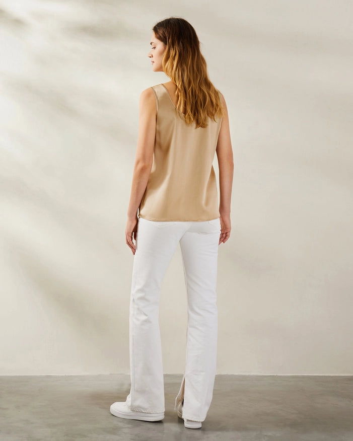 Reversible V&U Neck Silk Camisole Light Camel-Camisole-MommeSilk-XS-Urbanheer