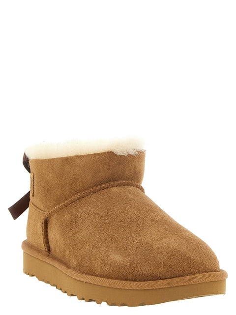 UGG Ultra Mini Bailey Bow Beige Ankle Boots