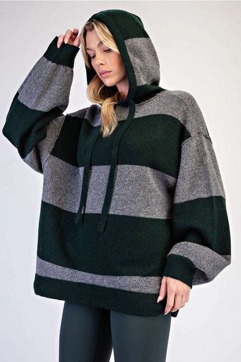 Striped Oversized Hoodie Sweater