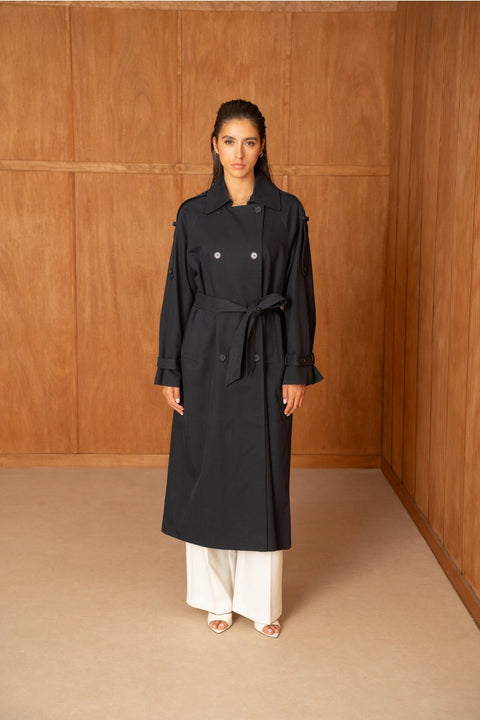 Utility Oversized Long Double-Breasted Trench