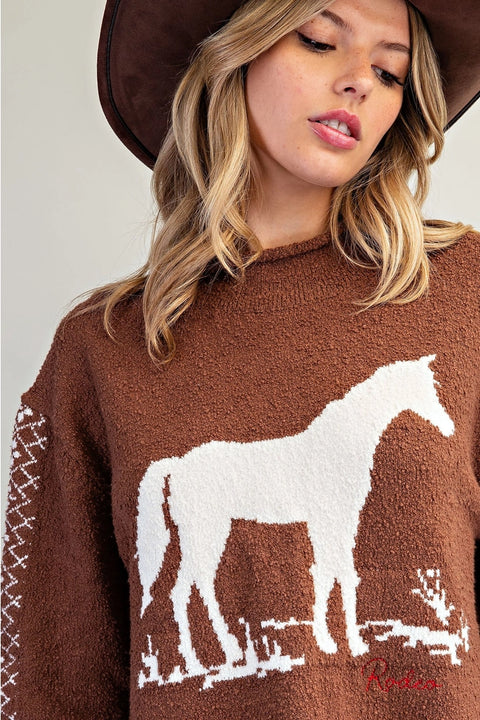 Western Horse Graphic Knit Sweater