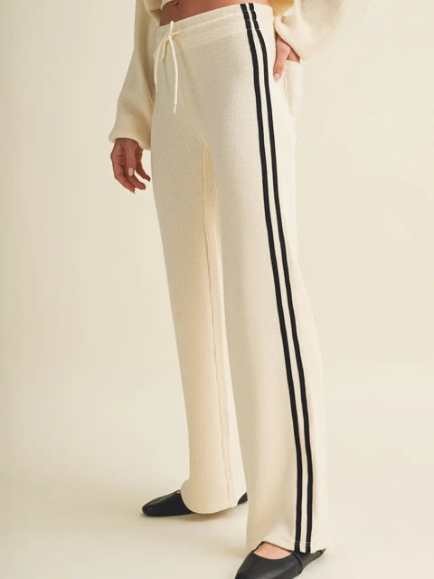Side Stripe Cozy Waffle Knit Pants