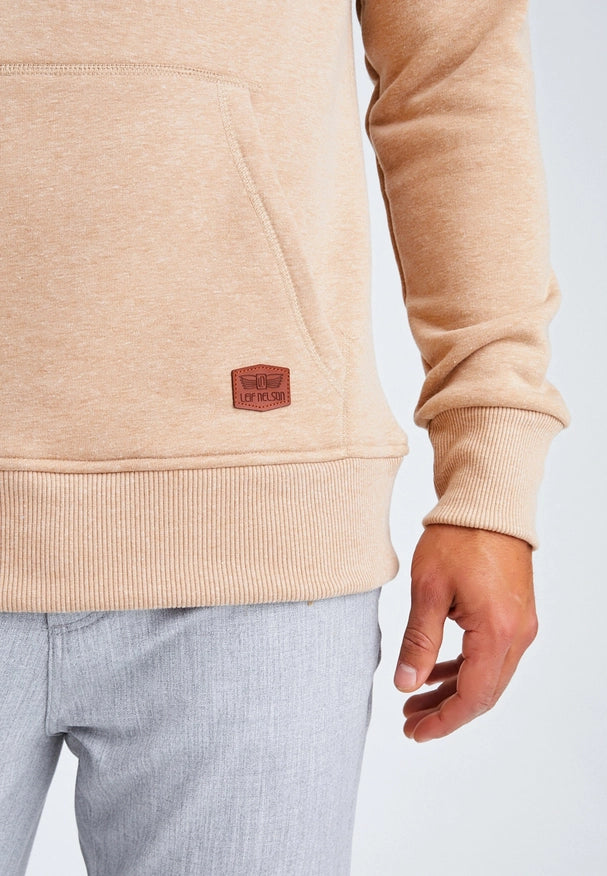 Men'S Hoodie Hood Light Brown Melange-Hoodie-Leif Nelson GmbH-S-Urbanheer
