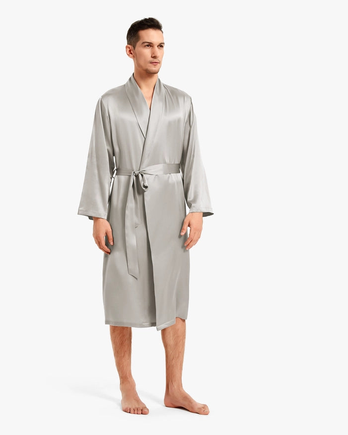 Smooth Silk Robe Cilver Gray-Robe-MommeSilk-XS-Urbanheer
