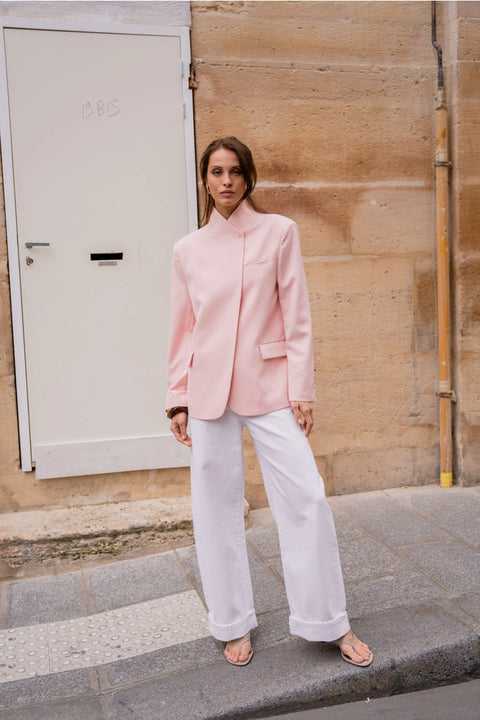 Timeless Structured Jacket with Fold-Down Officer Collar