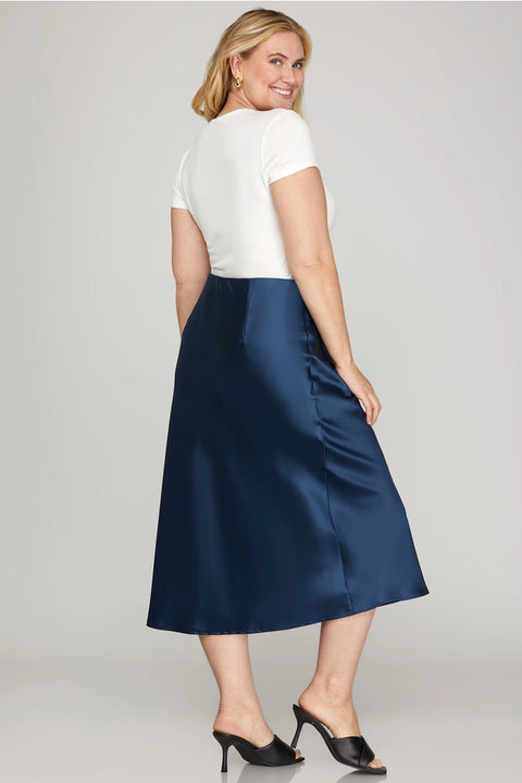 Satin Bias Midi Skirt Plus size