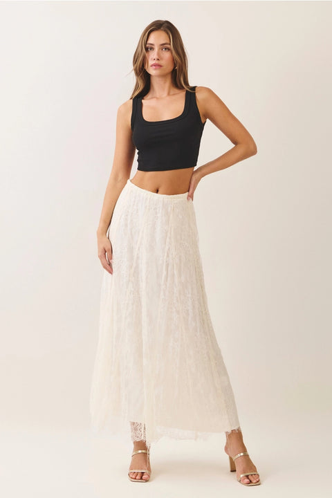 Floral Lace A-Line Maxi Skirt
