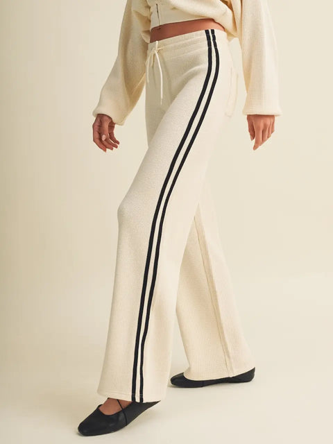 Side Stripe Cozy Waffle Knit Pants
