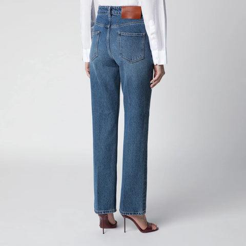 Victoria Beckham Julia Jeans in Blue Cotton Denim