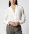 Victoria Beckham Ivory Silk V-Neck Blouse