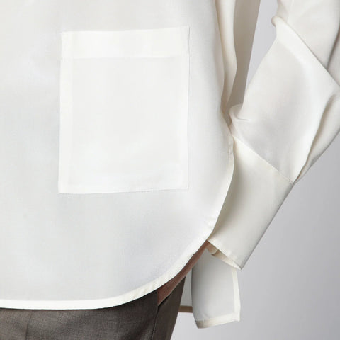 Victoria Beckham Ivory Silk V-Neck Blouse