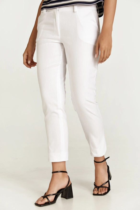 White Denim Style Cotton Pants-Pants-Conquista-S-Urbanheer