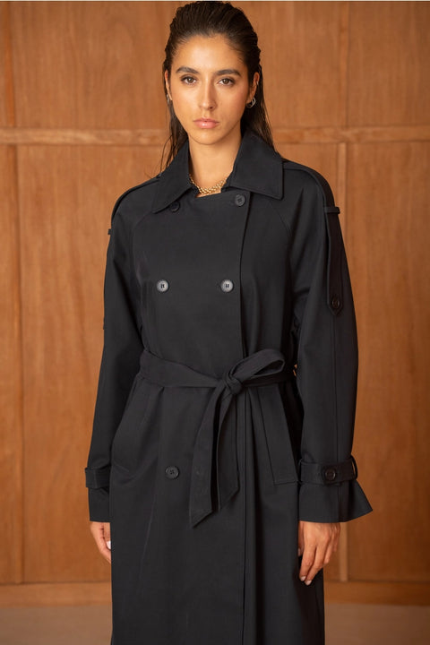 Utility Oversized Long Double-Breasted Trench