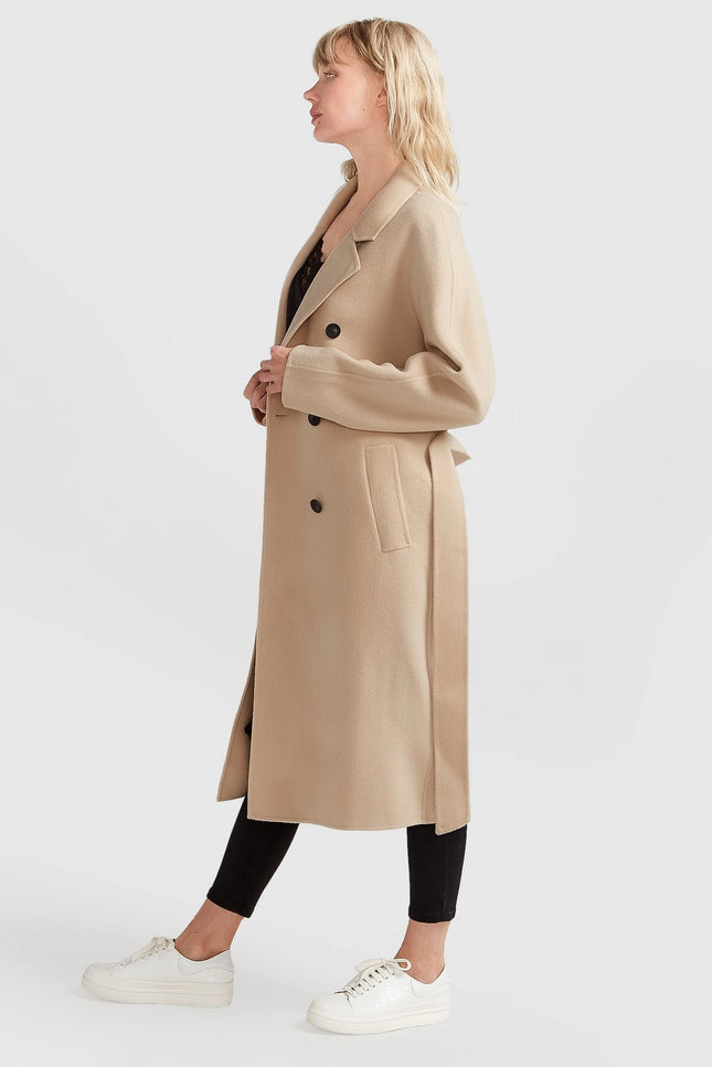 Boss Girl Double-Breasted Lined Wool Coat - Pale Oat-Clothing - Women-Belle & Bloom-Urbanheer