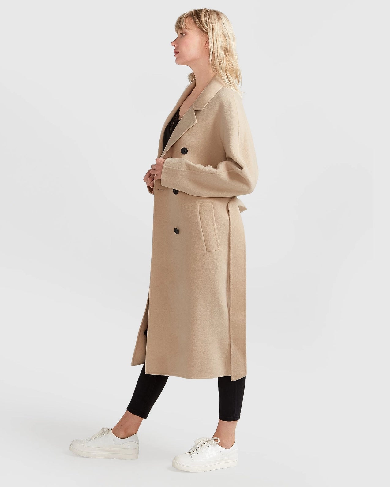 Boss Girl Double-Breasted Lined Wool Coat - Pale Oat-Clothing - Women-Belle & Bloom-S-Urbanheer