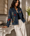 Embroidered Flora Denim Jacket | Blue