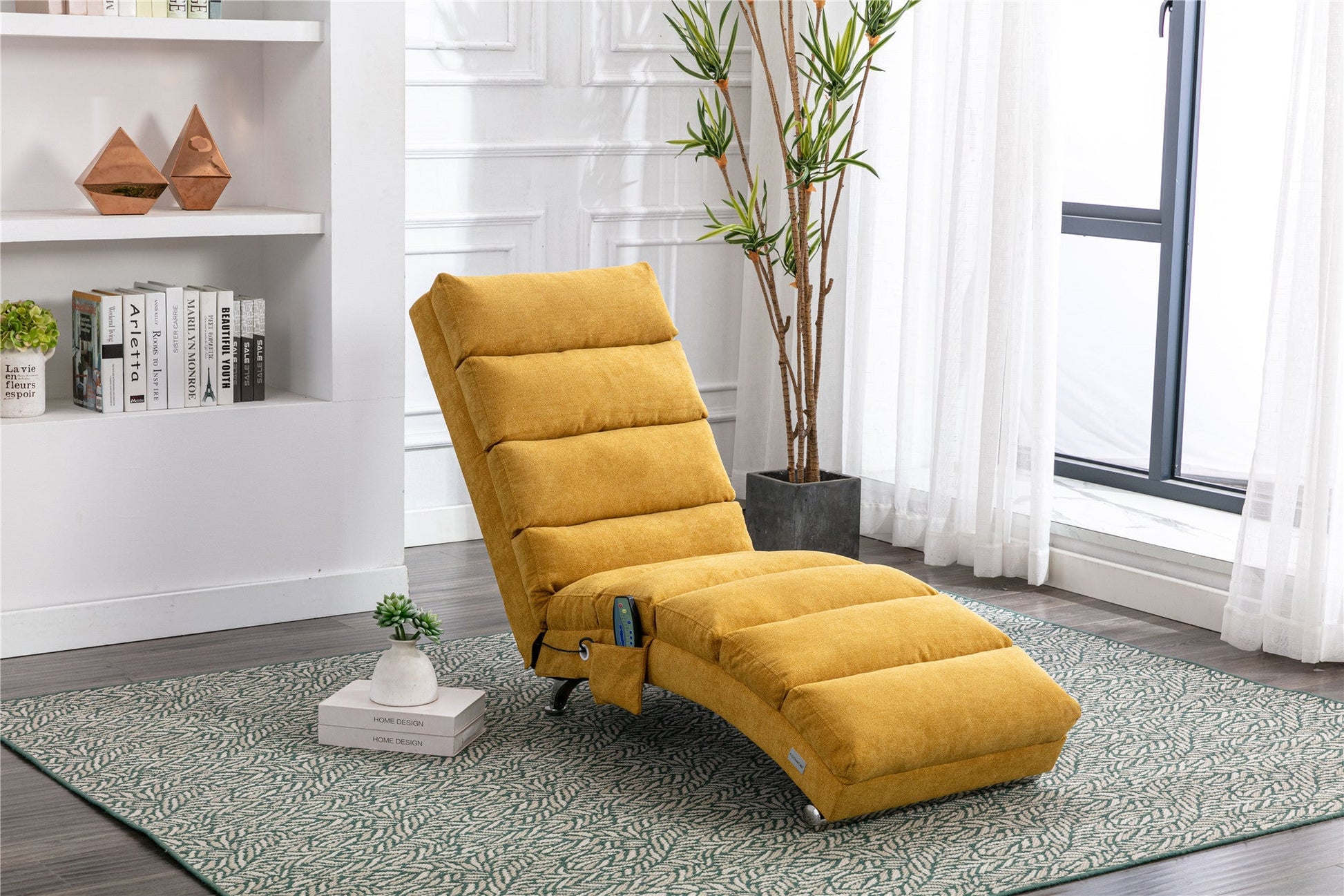 Linen Chaise Lounge Modern Message Chair-Accent Chair-G-BlakHom-Urbanheer