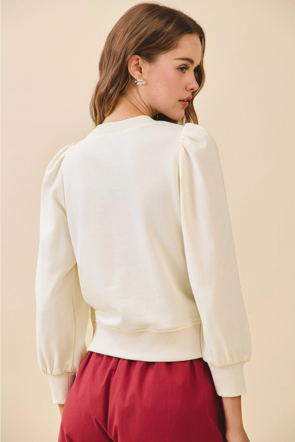 Front Crystal Embellished Bow Detail Sweatshirt