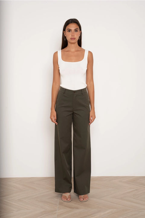 Urban Wide High-Waisted Pants with Back Triangle Pocket