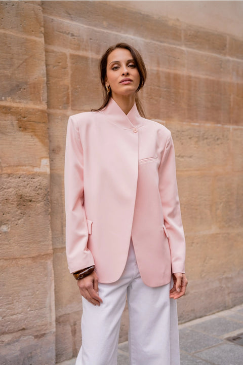 Timeless Structured Jacket with Fold-Down Officer Collar