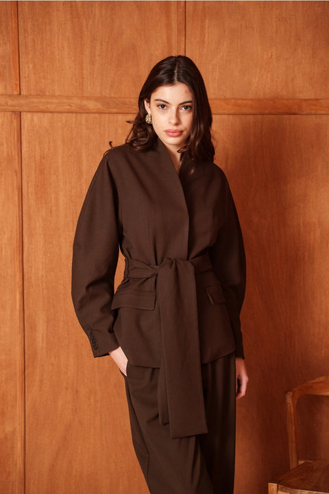 Ori Belted Kimono-Style Jacket