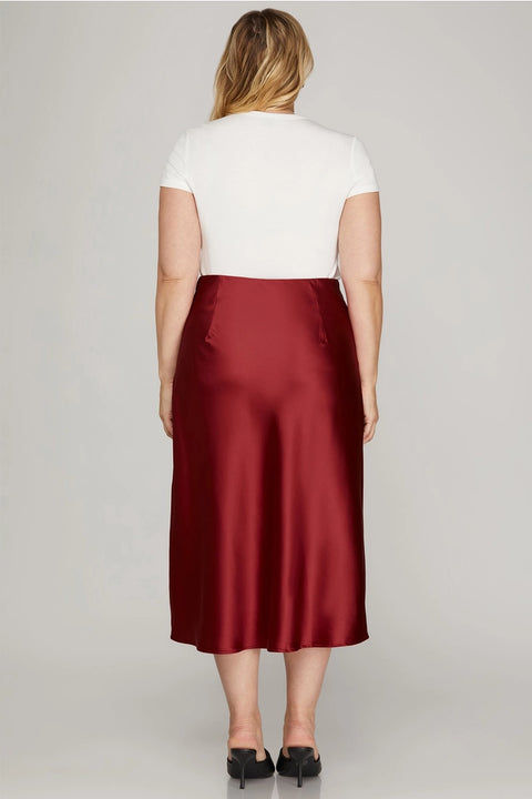 Satin Bias Midi Skirt Plus size