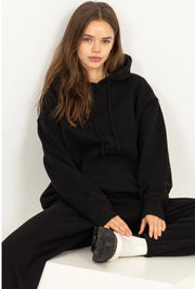Weekend Chiller Drop Shoulder Oversized Hoodie - Black-Clothing - Women-Street 360-Black-S-Urbanheer