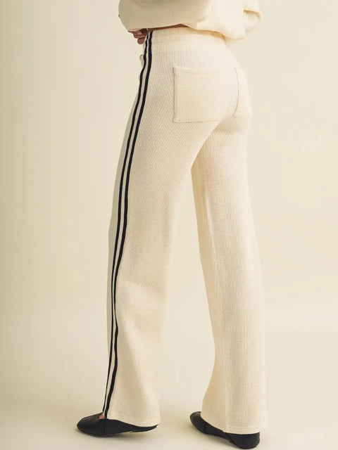 Side Stripe Cozy Waffle Knit Pants