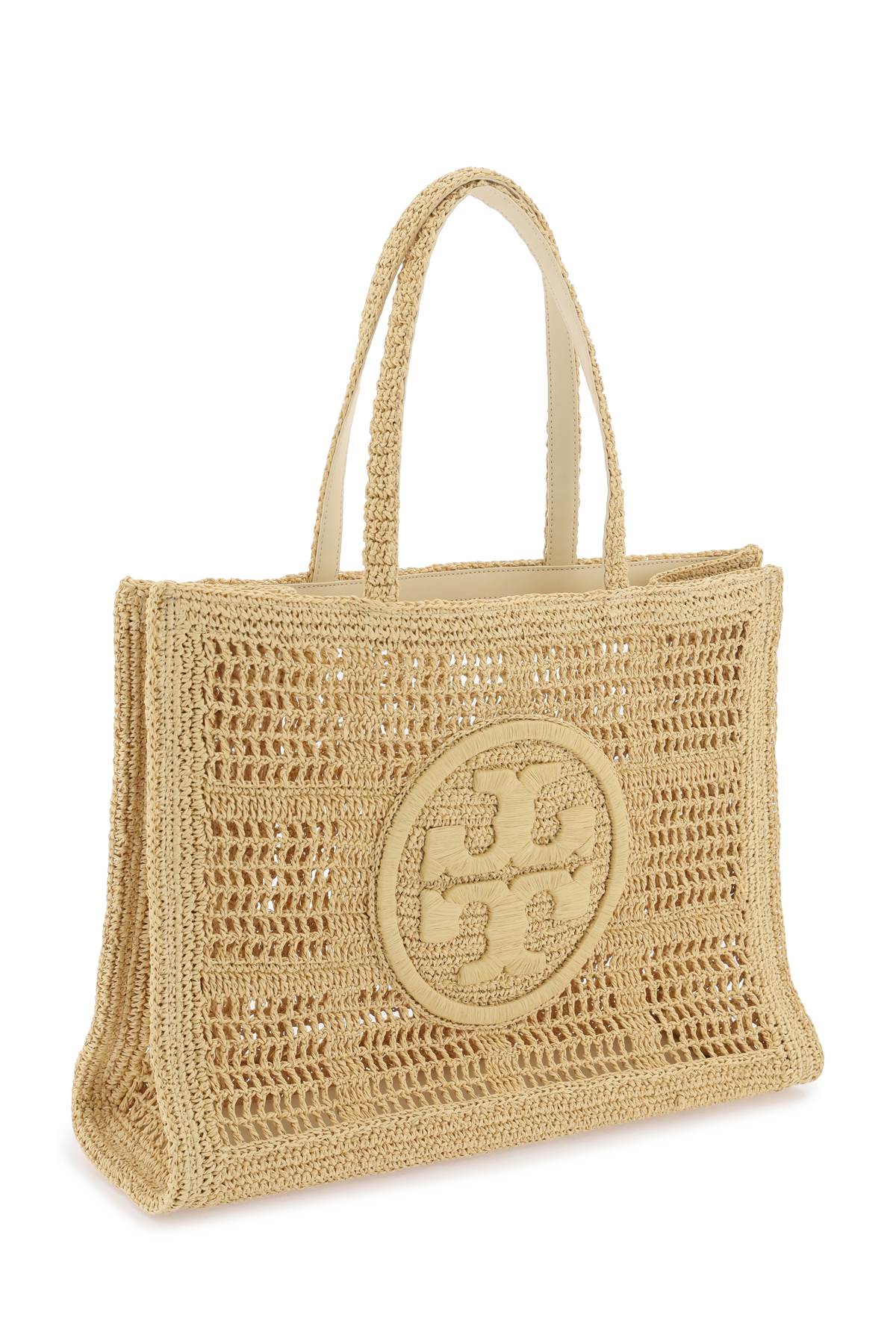 Tory Burch Ella Crochet Raffia Tote Bag In Beige-Bag-TORY BURCH-os-Urbanheer