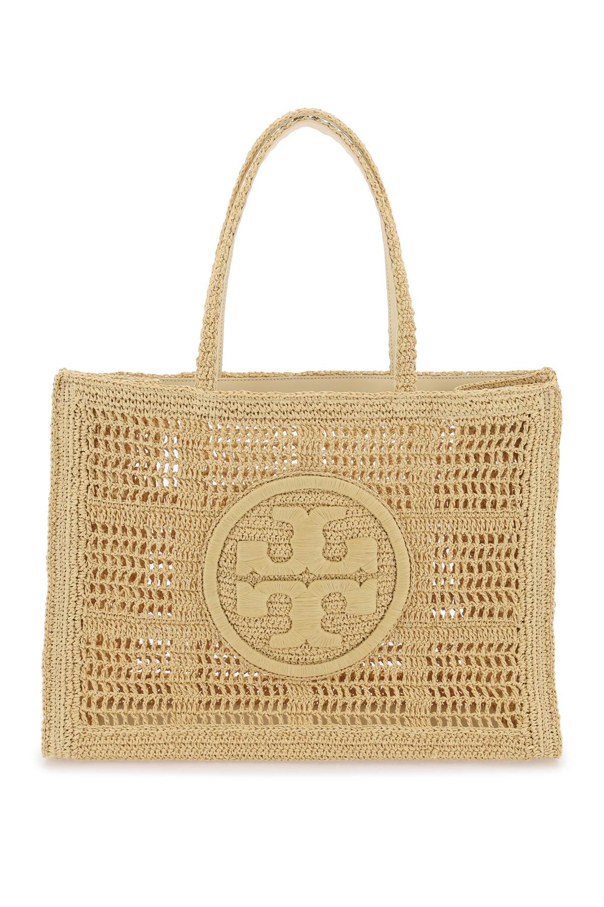 Tory Burch Ella Crochet Raffia Tote Bag In Beige-Bag-TORY BURCH-os-Urbanheer