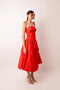 Alexa Stretch Strapless Puffball Midi Dress Orange-Dress-Amy Lynn-S-Urbanheer
