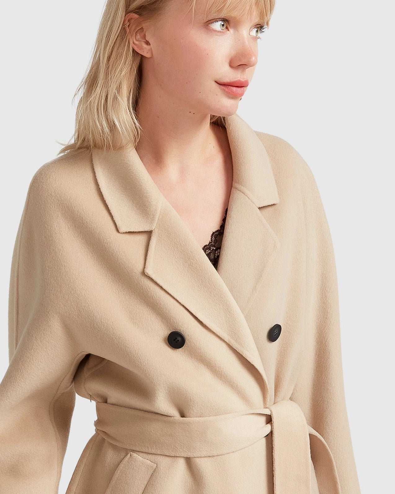 Boss Girl Double-Breasted Lined Wool Coat - Pale Oat-Clothing - Women-Belle & Bloom-S-Urbanheer