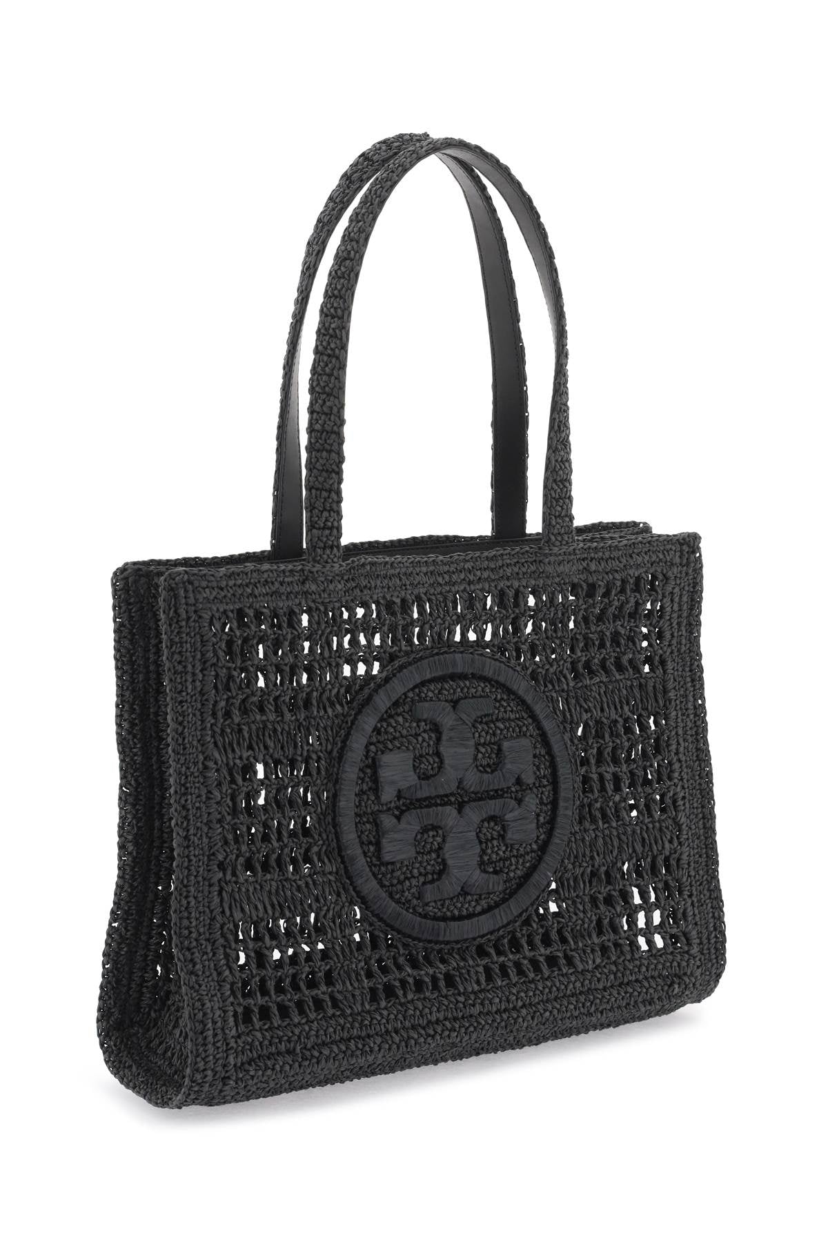 Tory Burch Ella Crochet Raffia Tote Bag In Black-Bag-TORY BURCH-os-Urbanheer