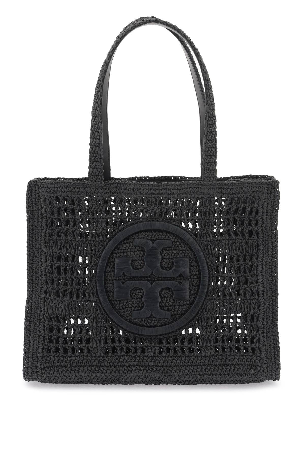 Tory Burch Ella Crochet Raffia Tote Bag In Black-Bag-TORY BURCH-os-Urbanheer