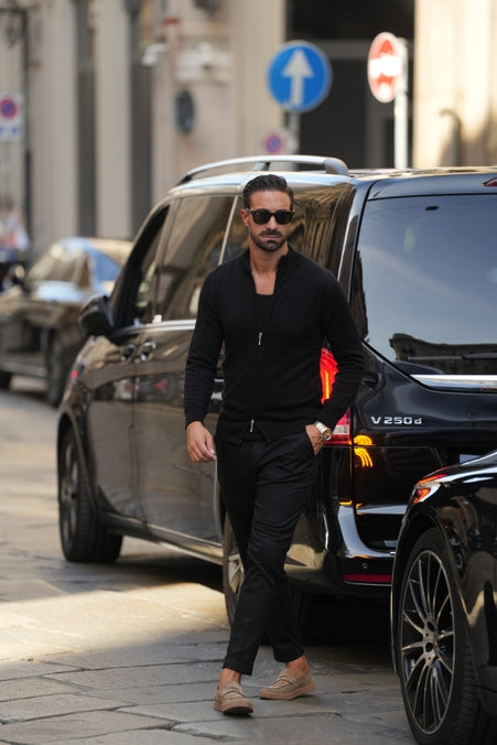 Black Zip Cardigan-Clothing - Men-Donato-S-Urbanheer