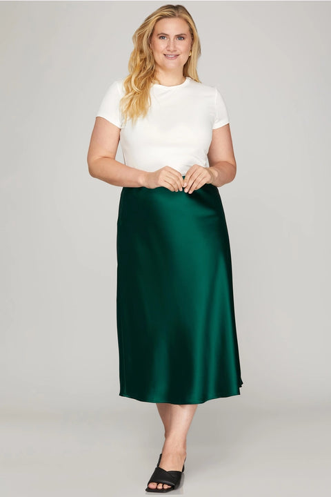 Satin Bias Midi Skirt Plus size