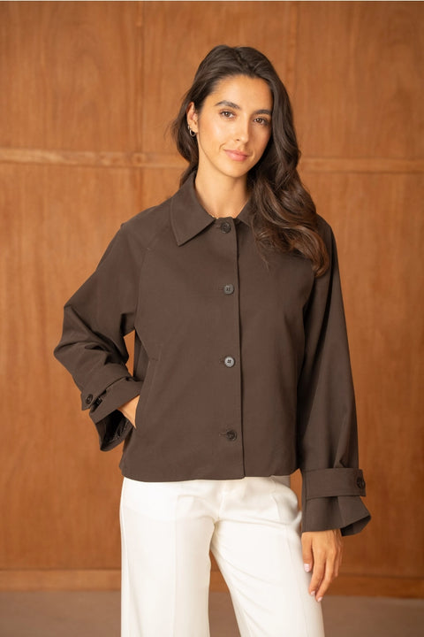 Utility Short Jacket with Lapels That Can Be Turned Up Into A Stand-Up Collar