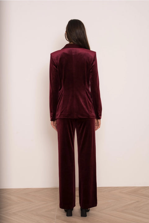 Velvet Fitted Velvet Tuxedo Blazer with Satin Lapel
